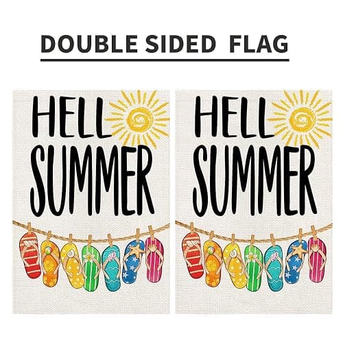 Hello Summer Beach Flip-flop Garden Flags for Outside 12x18 Inch Double Sided Burlap, Sunshine Welcome Sign Small Flag Farmhouse Holiday Yard Lawn Outdoor Decorations DF765 thumbnail 9