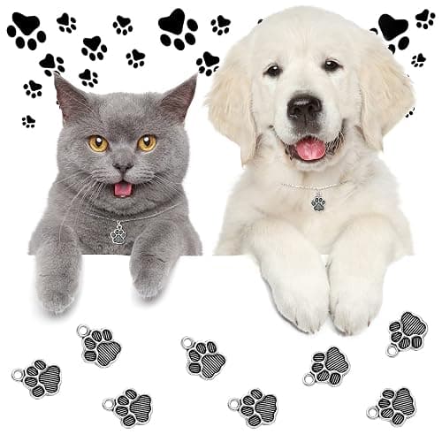 Junkin 120 Pieces Dog Paw Print Charms Animal Footprint Pendants 15x12 mm Metal Puppy Prints Charms for Jewelry Making DIY Necklace Bracelet(Ancient Silver) thumbnail 3
