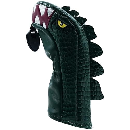 Gbourly Golf Club Green Cartoon Tyrannosaurus Rex Driver, Fairway Wood and Hybrid Head Cover Dinosaur Shaped PU Leather Headcover - for Hybrid