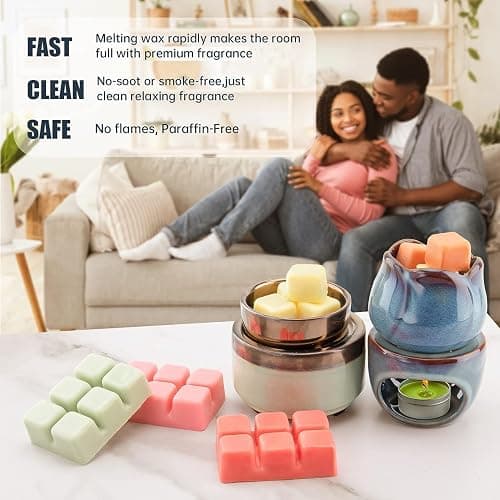 UCC Plant Based All Natural Wax Melts, Strong Fragrance, Long Lasting Premium Soy Scented Melts Cubes, Wax Melts Tarts, Colored Wax Melt - 4 Pack thumbnail 6