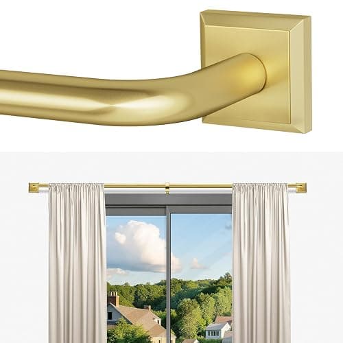 Gold Curtain Rods for Windows 48-90Inch(4-7.5ft) Heavy Duty Wrap Around Blackout Curtain Rods,Adjustable Room Darkening Drapery Rod for Bedroom, Living Room, Sliding Door & Outdoor Patio - Image 1