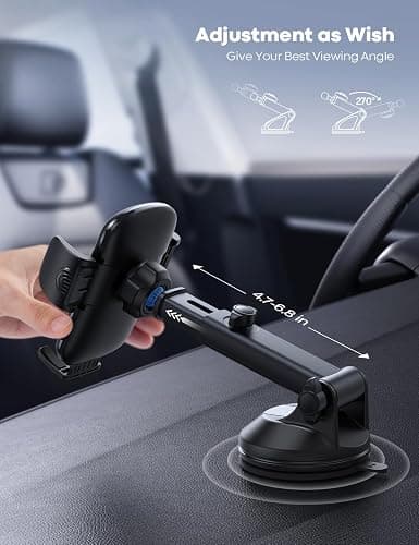 Lamicall Car Phone Holder - [Strongest Military-Grade Suction Cup] 360° Rotation Phone Holders for Your Car Quick Release Adjustable Phone Mount for Car Dashboard for iPhone 17 16 Pro Max Galaxy Truck thumbnail 8