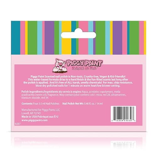 Piggy Paint Nail Polish - Non-Toxic Polish for Little Girls, Toddlers, & Kids, Water Based Formula, Safe, Cruelty Free, Vegan, & Natural, Durable Finish - Scented (4 Color Set) | Non-Toxic Polish for Little Girls, Toddlers, & Kids, Water Based Formula, Safe, Cruelty Free, Durable Finish thumbnail 3