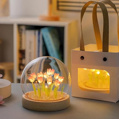 Richaa Pretty 20 Tulips Lamps Flower Night Light Cute Fairy Lights Bedroom Decor Gifts for Women - Battery Powered (not Included) thumbnail 2