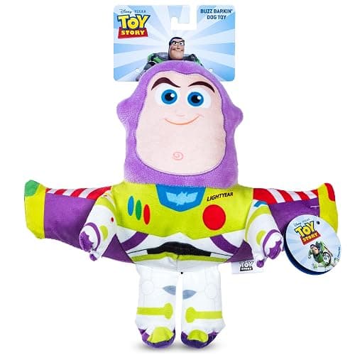 Disney for Pets Pixar’s Buzz Lightyear Plush Dog Toy - Ballistic Nylon Fabric Toy with Squeaker for Dogs - Officially Licensed Product, 9 Inch - Image 1