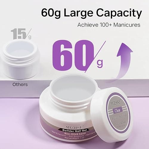 MIZHSE 3D Gel Nail Art Sculpting Gel, 60g Large Capacity Non-Sticky Clear Solid Builder Gels for Nails, Molding Hard Gels for Nail Art Charms, U V LED, with Gold Chrome Powder & Silicone Flower Mold thumbnail 7