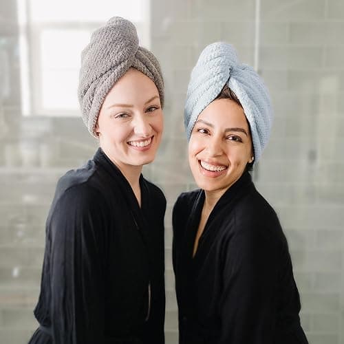 ROLSHOL 4 Pack Extra Large Microfiber Hair Towel Wraps for Women | Super Absorbent, Quick-Dry Hair Drying Towel with Button, Anti-Frizz Hair Turban for Curly, Long & Short Hair thumbnail 2