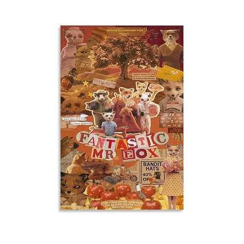Fantastic Mr Fox Movie Poster 2 Canvas Wall Art For Room Aesthetic And Decor Poster For Bedroom Kitchen Living Room Bathroom Office Decor 08x12inch(20x30cm) Unframe-style - Image 1