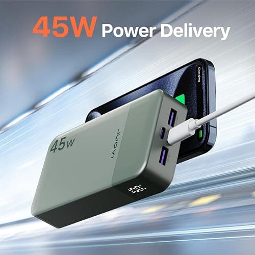 JUOVI J2621 Power Bank Portable Charger 20000mAh 45W,PD 3.0 QC 4.0 Fast Charging Battery Pack with LED Display,2 USB-C, 2 USB-A for iPad, iPhone 16 15 14 13, Tablet, Galaxy, Samsung S24 S23,Google thumbnail 2