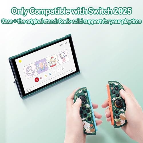 GeekShare Protective Shell Compatible with Switch 2, Kawaii Cartoon Dockable Case for Switch 2, Anti-Scratch and Shock-Absorption Design Cover Skin - Bunny Garden thumbnail 2