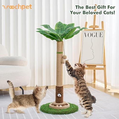 Woochpet Cat Scratching Post 35'' Tall Cat Scratcher Tree Tower Scratching Posts for Indoor Cats with Cat Toy Mouse Hole and Interactive Wooden Ball for Kittens Adults Cats thumbnail 8