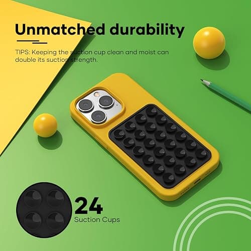 Silicone Phone Sticky Grip, Suction Phone Case Mount for iPhone and Android, Hands-Free Sticky Cell Phone Grip, Mobile Fidget Mirror Holder for Selfies and Videos thumbnail 5