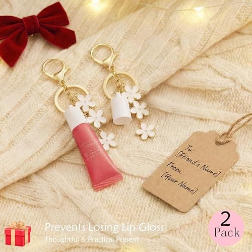LUHOHI Lip Balm Cap Keychain for Summer Fridays Lip 0.5oz Gloss With Flower Charms Portable Accessorie (No Lip Balm) thumbnail 4