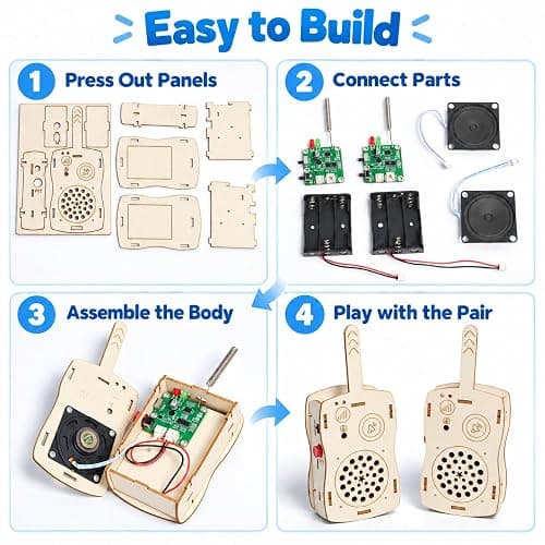 STEM Projects Science Toys for Ages 6-8-13 Walkie Talkies Kids Birthday Gifts for 7 9 10 11 12 14+ Years Old Boys Girls Teens Engineering DIY Electronic Kits Cool Gadgets Stuff Robotics 3D Puzzles thumbnail 5
