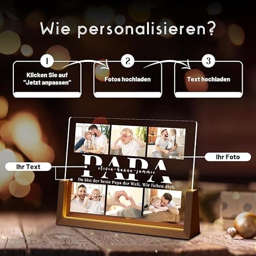 LUCKOR Personalised Fathers Day Photo Frame for Dad from Daughter Son Kids, Customised Dad Christmas Gifts for Husband from Wife, Unique Daddy Gift Ideas, Best Dad Birthday Gift, Presents for Xmas Day thumbnail 6