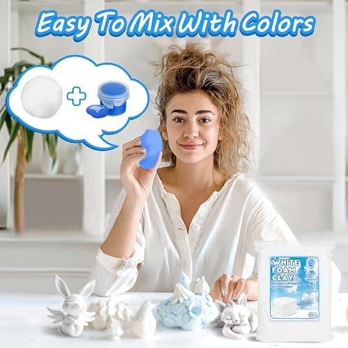 RAINFLOW White Foam Clay - Moldable Cosplay Foam Clay Soft Squishy | Creative Art Supplies for Arts and Crafts Projects, DIY Modeling, Sculpting, Handmade Crafts thumbnail 6