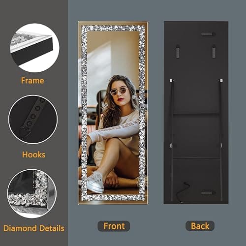 Hasipu 55"×20" LED Full-Length Mirror Crystal Crush Diamond, Wall Mounted Diamond Mirror Leaning for Living Room Bedroom Dimming & 3 Color Modes thumbnail 5