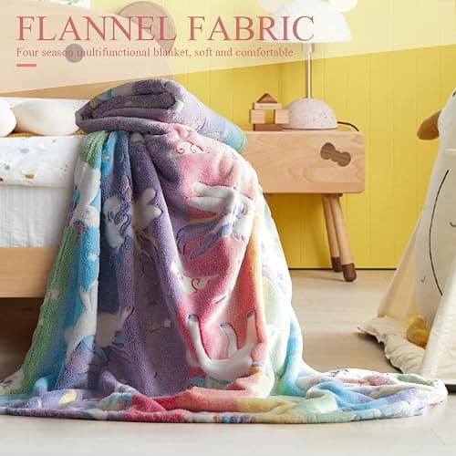 LIFEYJ Glow in The Dark Blanket Unicorns Gifts for Girls,Soft Blanket 3 4 5 6 7 8 9 10 Year Old Girl Gifts,Toddler Girls Toys Age 6-8,Gifts for Grandkids Teens for Christmas Birthday Presents,50"x60" thumbnail 2