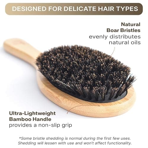Boar Bristle Hair Brush for Women and Men, Natural 100% Soft Boars Hairbrush for Fine and Thin Hair thumbnail 4