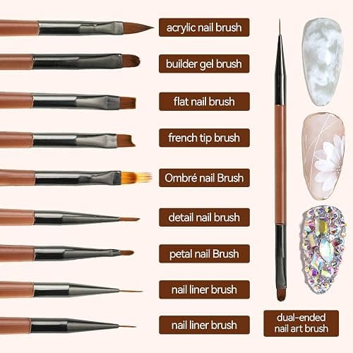 ESUOHYM 18 PCS Nail Art Brushes Set for Painting Practice Design Nails, French Tips Liner Brushes, Acrylic Nail Brushes for Nail Extensions, Nail Sculpting Pen Dotting Tools Nail Art Tools Home thumbnail 3