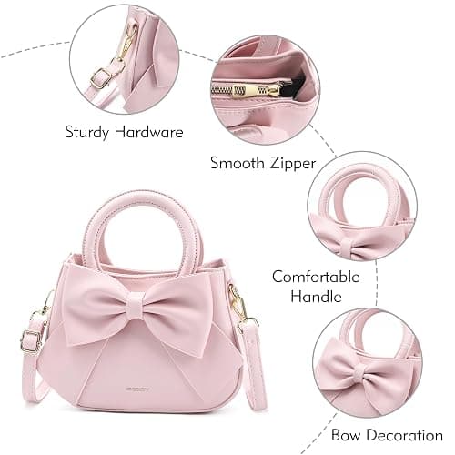 Small Purses for Women Crossbody Bag, Vegan Leather Crossbody Purses and Handbags with Top Carry Handle and Cute Bow Knot thumbnail 4