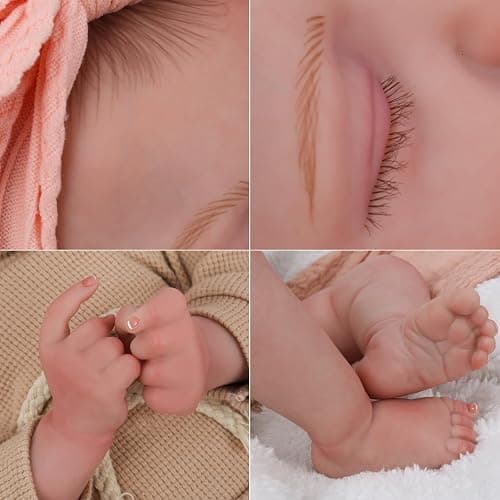 CHAREX Realistic Newborn Baby Dolls - 20 Inch Sleeping Soft Reborn Doll, Handcrafted Weighted Newborn Doll, Toys for Ages 3 and Up thumbnail 4