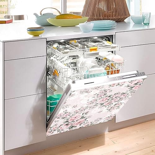 Floral Pink Roses Bouquets Dishwasher Magnet Cover Sticker Magnetic Refrigerator Panel Front Door Fridge Microwave Decal Decorative Vinyl - Floral Roses - 23 X 26 in thumbnail 5