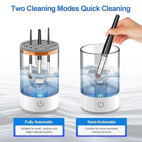 Electric Makeup Brush Cleaner Machine, Efficient Makeup Brush Cleaner for All Brush Types, Keeps Brushes Hygienic and Skin Healthy，1 Pack - White thumbnail 7