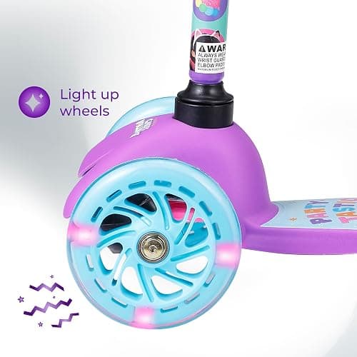 Self Balancing Kick Scooter with Light Up Wheels, Extra Wide Deck, 3 Wheel Platform, Foot Activated Brake, 75 lbs Limit, Kids & Toddlers Girls or Boys, for Ages 3 and Up thumbnail 3