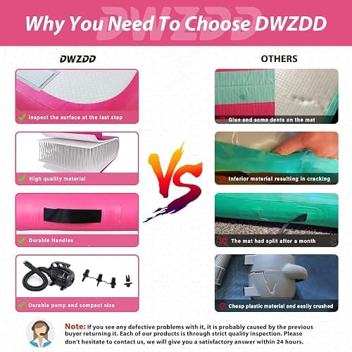 Dwzdd Gymnastics Air Mat 10ft/13ft/16ft/20ft Tumbling Mat Inflatable Gymnastics Tumble Track for Home/Gym/Training/Cheerleading/Water with Electric Pump thumbnail 4