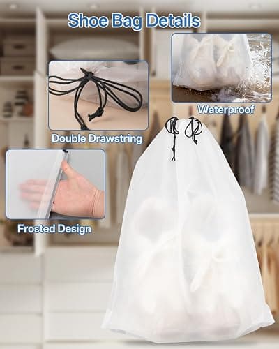 Teskyer Transparent Shoe Bags for Travel, 15.7" x 11.8" Waterproof Portable Travel Shoe Storage Bags for Packing - Travel Essentials for Men & Women, 6 PCS thumbnail 6