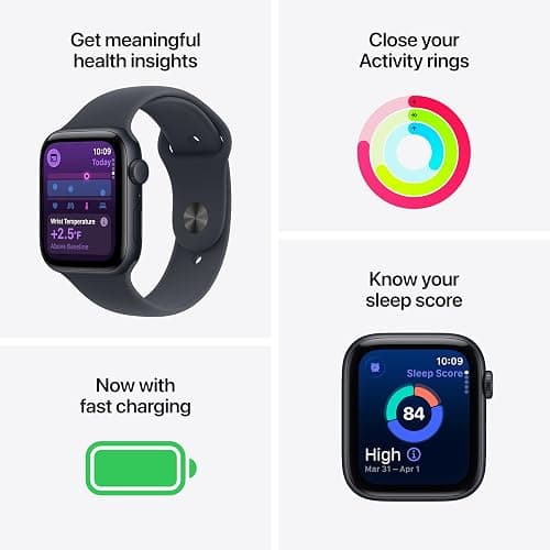 Apple Watch SE 3 [GPS 40mm] Smartwatch with Midnight Aluminum Case with Midnight Sport Band - S/M. Fitness and Sleep Trackers, Heart Rate Monitor, Always-On Display, Water Resistant thumbnail 2