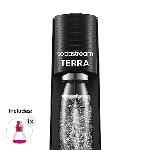 SodaStream - Terra Sparkling Water Maker, Quick Connect CO2 System, Includes 60L Gas Cylinder, BPA-Free 1L Bottle, Eco-Friendly & Reduces Plastic Waste, Black thumbnail 3