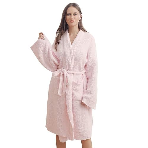 bearberry Cozy Robe Lightweight Soft Plush Bathrobe with Pockets for Women - Image 1