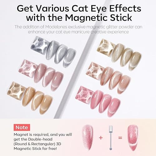 modelones Cat Eye Gel Nail Polish Set, Holographic Glitter 6 Colors with Magnet Sparkle Galaxy Series Nude Pink Gel Polish Soak Off Led Gel Polish Kit Nail Art Gel Manicure Salon DIY Gifts thumbnail 3
