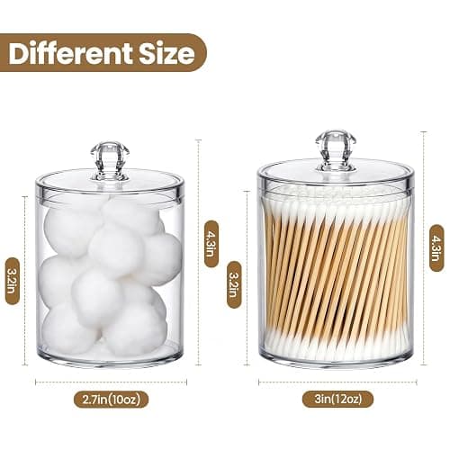 MateeyLife Qtip Holder 6 Pack, Acrylic Q-tip Dispenser for Cotton Pads, Swabs, Balls, Storage Containers for Organizing, Clear Bathroom Canisters with Lid, Apothecary Jars Home Decor Accessories Set thumbnail 3