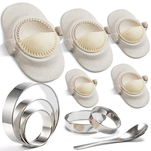 MUMSUNG Empanada Maker Press, 6-Inch Extra Large Dumpling Maker Set with Dough Cutter, Dumpling Mold Set for Pierogi, Pastelitos, Calzone, Turnovers, Chinese Dumpling, 5Sizes (6"/5"/4"/3"/2.6") - Image 1