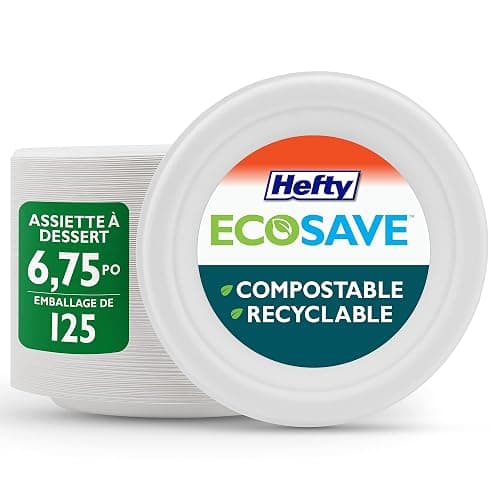Hefty™ ECOSAVE Compostable Disposable Paper Plates Dessert 6.75", 125 Count, White thumbnail 3
