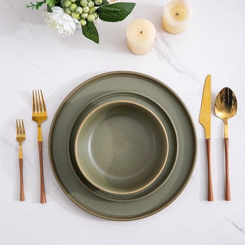 AmorArc Stoneware Dinner Plates Set of 4, 10.5 Inch Reactive Matte Glaze Ceramic Plates Set, Modern Dinnerware Dish set for Kitchen, Microwave, Dishwasher Safe thumbnail 5
