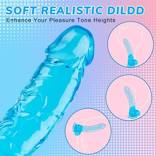 7 Inch Realistic Silicone Dildo, Soft Blue Dildos Sex Toy with Strong Suction Cup, Adult Toys for Vaginal G-Spot and Anal Play, Waterproof Flexible Lifelike Penis for Women Men Beginners Couples thumbnail 6