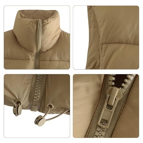 Century Star Puffer Vest Women Girls - Cropped Fall Winter Outerwear Puffy 2025 Quilted Top Jacket Coat Gilet Sleeveless Zip thumbnail 5
