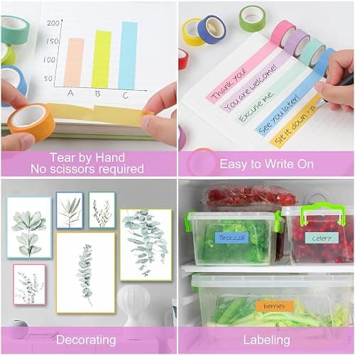 Phinus Washi Tape Set, 16 Pack Decorative Tape, Multicolor, 15mm x 5m, Reusable, Ideal for Gift Wrapping, Journaling, Crafting, Decoration thumbnail 4