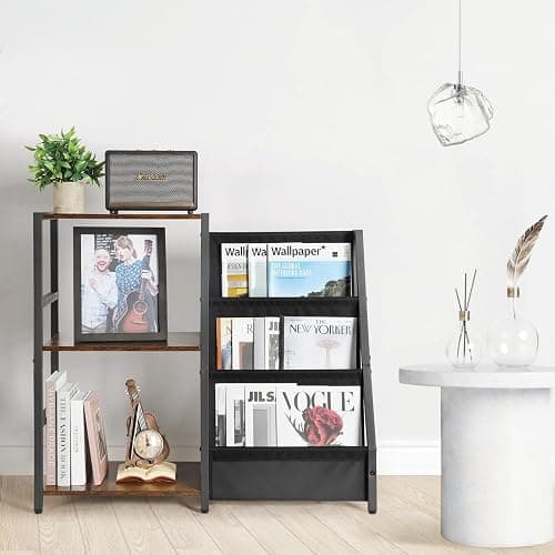 Bikoney Record Player Stand, Turntable Stand with 3-Tier Vinyl Record Storage, Record Player Table 200 Albums, End Table with Vinyl Display Holder Shelf, Record Player Cabinet Media Console for Stereo thumbnail 8