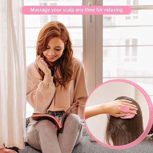 URTHEONE Soft Silicone Hair Scalp Massager Shampoo Brush for Wet Dry Oily Curly Straight Thick Thin Rough Long Short Natural Men Women Kids Pets Hair Care Tools（Pink thumbnail 4