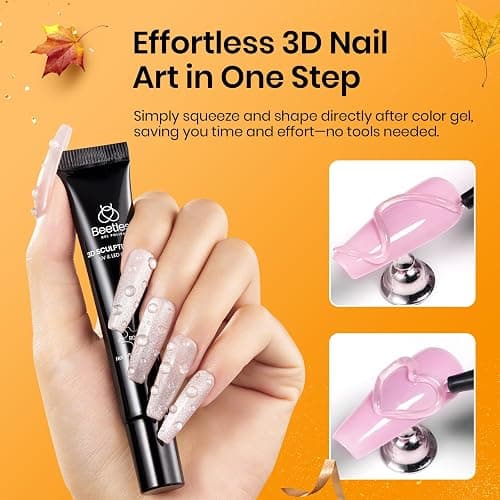 Beetles Sculpting Gel 3D Gel Nail Art Design - 3 in 1 Clear No Wipe Nail Polish Rhinestone Nail Art Glue for Nail Gems Diamond Jewelry Manicure thumbnail 3
