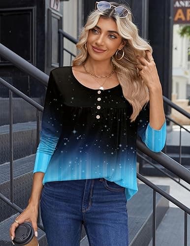 Zeagoo Long Sleeve Shirts for Women Fall Fashion Dressy Casual Blouses Trendy Pleated Tunic Tops for Leggings 2025 thumbnail 5