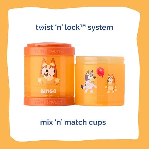 Whiskware Bluey Stackable Snack Containers for Kids and Toddlers, 3 Stackable Snack Cups for School and Travel, Bluey and Bingo, Hooray(Pack of 1) thumbnail 3
