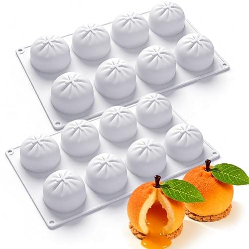 Juome 3D Orange Shape Cake Mold - 16 Cavity Fruit Pudding Orange Silicone Molds for Baking Pastry, Ice Cream, Mousse Cake Decoration Mould Supplies - Image 1
