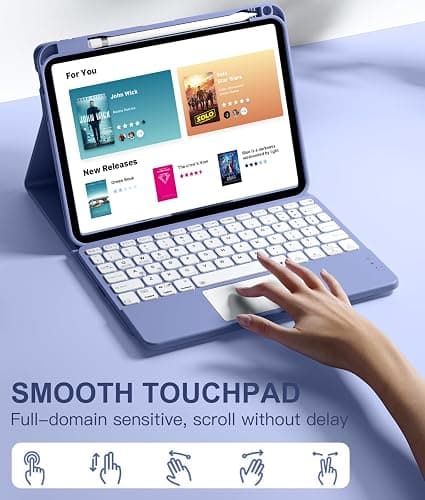 Harvopu Compatible for iPad 11th 10th Generation Case with Keyboard, Folio Cover with Pencil Holder, Multi-Touch Trackpad, 7 Color Backlit, Detachable Keyboard for iPad (A16) 11th/10th Gen (Blue) thumbnail 3
