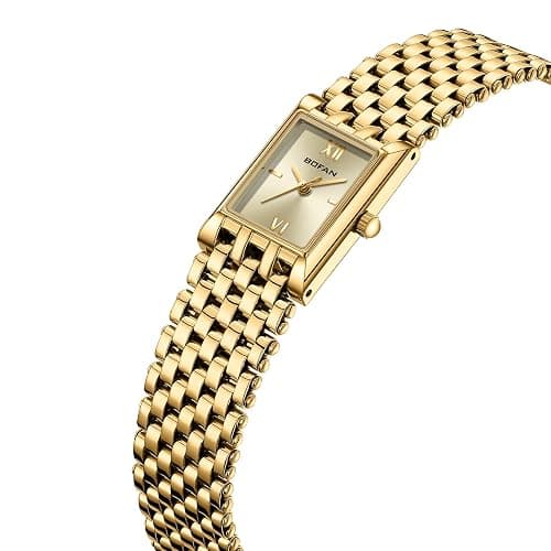 BOFAN Gold Watches for Women Luxury Ladies Quartz Wrist Watch with Stainless Steel Bracelet,Waterproof,Casual Fashion Square Dial.Band Adjustment Tool Included thumbnail 2